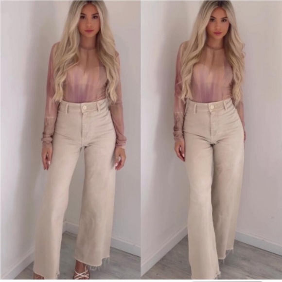 Zara Denim - Zara the Marine Straight Light Tan Cream Jeans Size 2